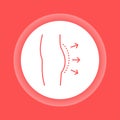 Buttock augmentation color button icon. Plastic body surgery.