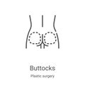 buttocks icon vector from plastic surgery collection. Thin line buttocks outline icon vector illustration. Linear symbol for use