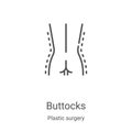 buttocks icon vector from plastic surgery collection. Thin line buttocks outline icon vector illustration. Linear symbol for use