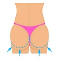 Buttocks plastic correction icon, cartoon style