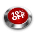 Button 10% off. 3d render Royalty Free Stock Photo