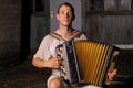 Button accordion playing evening serenade