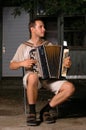 Button accordion playing evening serenade