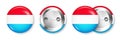 Button badge with Luxembourgish flag. Souvenir from Luxembourg. Glossy pin badge with shiny metal clasp. Product mockup