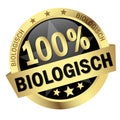 Button with Banner 100% biologisch (in german Royalty Free Stock Photo