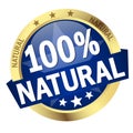 Button with Banner 100% natural Royalty Free Stock Photo