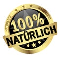 Button with Banner 100% natural (in german Royalty Free Stock Photo