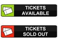 Button Banner for Web: Tickets available or sold out Royalty Free Stock Photo