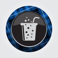 Button blue, black tartan-carbonated drink, straw Royalty Free Stock Photo