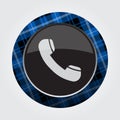 Button blue, black tartan - old telephone handset Royalty Free Stock Photo