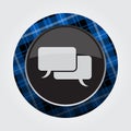 Button with blue, black tartan, speech bubbles Royalty Free Stock Photo