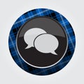 Button with blue, black tartan - speech bubbles Royalty Free Stock Photo
