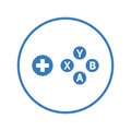 Button, controller, gamepad icon. Blue color design