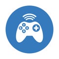 Button, controller, gamepad icon. Blue color design