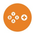 Button, controller, gamepad icon. Orange color design