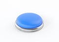 Button 3d render icon - start blue simple circle with switch sign, round shutdown metal element Royalty Free Stock Photo