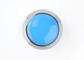 Button 3d render icon - start glossy blue simple circle with switch sign, round shutdown metal element Royalty Free Stock Photo