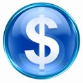 Button dollar icon blue