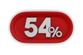 Button with fifty four percent on white background. Isolated 3D illustration