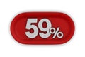 Button with fifty nine percent on white background. Isolated 3D illustration