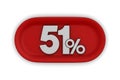 Button with fifty one percent on white background. Isolated 3D illustration