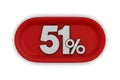 Button with fifty one percent on white background. Isolated 3D illustration Royalty Free Stock Photo