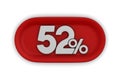 Button with fifty two percent on white background. Isolated 3D illustration