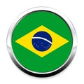 Button Flag of Brazil in a round metal chrome frame Royalty Free Stock Photo