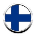 Button Flag of Finn in a round metal chrome frame with a shadow.