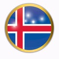 Button with flag of Iceland. Illustration