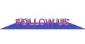 Button Follow us 3d text pink