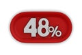 Button with fourty eight percent on white background. Isolated 3D illustration