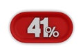 Button with fourty one percent on white background. Isolated 3D illustration