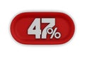 Button with fourty seven percent on white background. Isolated 3D illustration