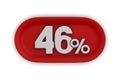Button with fourty six percent on white background. Isolated 3D illustration