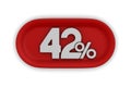 Button with fourty two percent on white background. Isolated 3D illustration