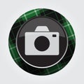 Button with green, black tartan - camera icon Royalty Free Stock Photo