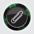 Button with green, black tartan - paperclip icon Royalty Free Stock Photo