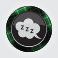 Button with green, black tartan, ZZZ speech bubble Royalty Free Stock Photo