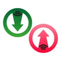Button with green red arrows. Vector illustration. stock image. Royalty Free Stock Photo