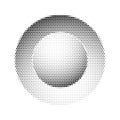 Button in halftone isolated on white backdrop