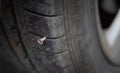 button head needle metal screw nail stuck to puncture into wheel tire
