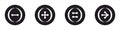 Button icons black and wite. Different set models.