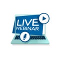 Button with laptop Live Webinar.