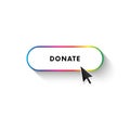 Button with long shadow. Donate. Spectrum gradient. Vector illustration.