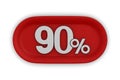 Button with ninety percent on white background. Isolated 3D illustration Royalty Free Stock Photo