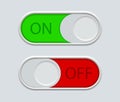 Button off switch and enable. Icon of toggle in phone. Circle switcher for active, deactivate in app, mobile, interface, website.