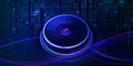 Button with OK on digital background of 0 and 1. Futuristic button with binary code background and digital wave overlay Royalty Free Stock Photo