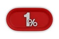 Button with one percent on white background. Isolated 3D illustration Royalty Free Stock Photo