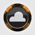 Button with orange, black tartan - cloud, cloudy